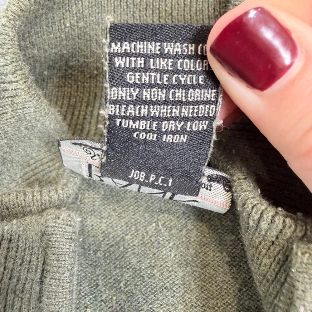 Jos A Bank Signature Collection Mens Large Sage Green 100% Pima‎ Cotton 1/4 Zip